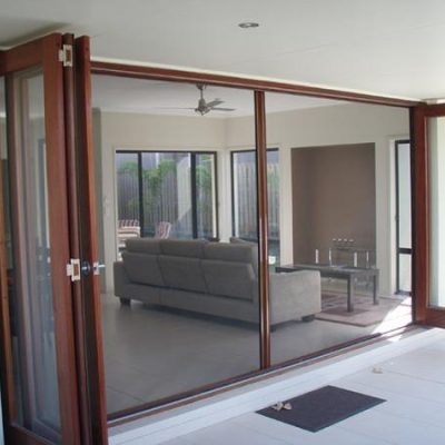 fly screens on bifold doors in Brisbane home